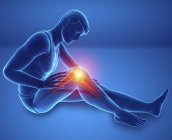 Сидящий мужской силуэт с болью в колене, цифровая иллюстрация . — стоковое фото