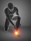 Гнучкий чоловічий силует з болем у ногах, цифрова ілюстрація . — стокове фото