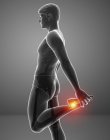 Мужской силуэт с болью в ноге, цифровая иллюстрация . — стоковое фото