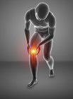 Silhouette masculine recourbée avec douleur au genou, illustration numérique . — Photo de stock