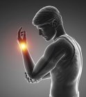 Silhueta masculina com dor de pulso, ilustração digital . — Fotografia de Stock