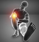 Silhouette maschile seduta con dolore al ginocchio, illustrazione digitale . — Foto stock