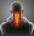 Male silhouette with neck pain, digital illustration. — Stock Photo