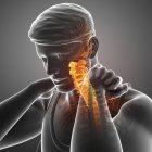 Männliche Silhouette mit Nackenschmerzen, digitale Illustration. — Stockfoto