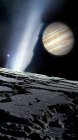 Júpiter visto desde Europa Luna galilea en el espacio, ilustración . - foto de stock