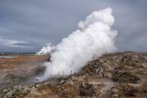 Source chaude géothermique à vapeur dans le paysage de Hveragerdi, Islande
. — Photo de stock