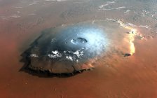 Illustration looking down on Olympus Mons shield volcano on Mars planet. — Stock Photo