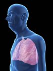 Ilustração de silhueta de homem sênior com pulmões visíveis . — Fotografia de Stock