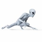 Illustration of gray humanoid alien sneaking on white background. — Stock Photo