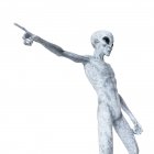 Illustration of gray humanoid alien pointing on white background. — Stock Photo
