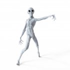 Ilustração de alienígena humanóide cinza apontando sobre fundo branco
. — Fotografia de Stock