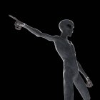 Illustrazione di grigio umanoide alieno che punta su sfondo nero . — Foto stock
