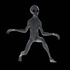 Ilustração de cinza humanóide alienígena no fundo preto . — Fotografia de Stock
