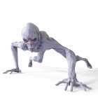 Illustration of realistic humanoid alien sneaking on white background. — Stock Photo