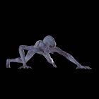 Ілюстрація реалістичного гуманоїдного інопланетянина, що блукає на чорному тлі . — стокове фото