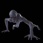 Illustration of realistic humanoid alien sneaking on black background. — Stock Photo