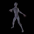 Ilustração de alienígena humanóide realista em fundo preto . — Fotografia de Stock