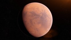 Illustration of Mars red planet on black background. — Stock Photo