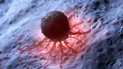 Ilustração de células cancerígenas humanas vermelhas iluminadas . — Fotografia de Stock