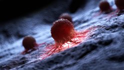 Иллюстрация светящихся красных клеток рака человека
. — стоковое фото