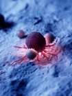 Colored illustration of cancer cell being attacked by white blood cells. — Stock Photo
