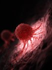 Illustration of illuminated red cancer cell on black background. — Stock Photo