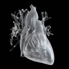Ilustración de corazón de vidrio sobre fondo negro . - foto de stock
