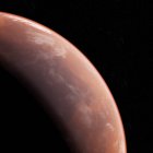 Ілюстрація частини планети Марс на чорному фоні. — стокове фото