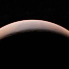 Ілюстрація частини планети Марс на чорному фоні. — стокове фото