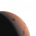 Illustration des Mars-Planeten Teil im Schatten auf weißem Hintergrund. — Stockfoto