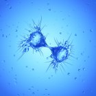 Ilustración de la división de las células cancerosas sobre fondo azul
. - foto de stock