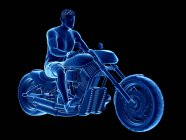 3d rendered illustration of male biker on black background. — Stock Photo