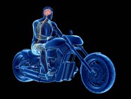 3d renderizado ilustração de motociclista cérebro no fundo preto . — Fotografia de Stock
