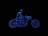3d rendering illustrazione di motociclista maschio su sfondo nero . — Foto stock