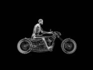 Illustration en 3D du squelette du motard sur fond noir . — Photo de stock