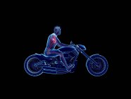 3d reso illustrazione di un cuore motociclista su sfondo nero . — Foto stock