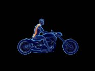 3D gerenderte Illustration des Biker-Rückens auf schwarzem Hintergrund. — Stockfoto