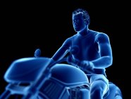 3d rendering illustrazione di motociclista maschio su sfondo nero . — Foto stock