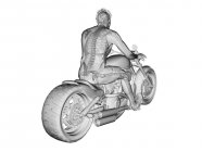 3D рендеринг иллюстрация скелета байкера на белом фоне . — стоковое фото