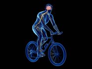 3D ілюстрація велосипедистського мозку під час тренування на чорному тлі . — стокове фото