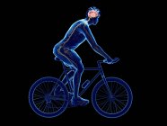 3d representó la ilustración del cerebro ciclista mientras se entrena en el fondo negro . - foto de stock