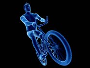 3D gerenderte Darstellung eines männlichen Radfahrers auf schwarzem Hintergrund. — Stockfoto