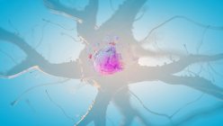 3d renderizado ilustración de la célula nerviosa humana sobre fondo azul . - foto de stock