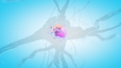 Illustrazione resa 3d della cellula nervosa umana su sfondo blu . — Foto stock