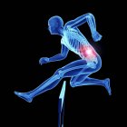 3D gerenderte Illustration eines männlichen Hindernisspringers mit schmerzhaftem Rücken. — Stockfoto