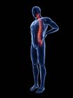 3D рендеринг иллюстрация синего силуэта человека с болью в спине . — стоковое фото