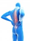 3D рендеринг иллюстрация синего силуэта человека с болью в спине . — стоковое фото
