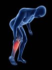 3d rendered illustration of blue silhouette of man with painful calf. — Stock Photo