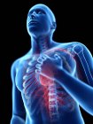 3D gerenderte Illustration der blauen Silhouette eines Mannes mit Brustschmerzen. — Stockfoto