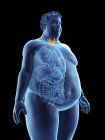 Ilustração da silhueta do homem obeso com glândula tireoide visível . — Fotografia de Stock